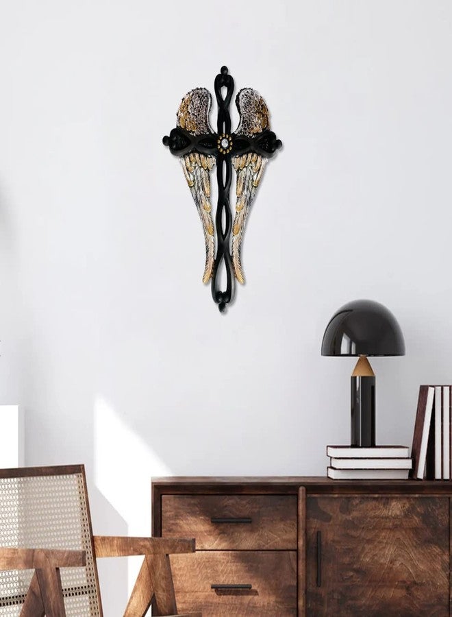 TALPGOD Crucifix Wall Cross, Crosses Wall Decor, Angel Wings Wall Decor, Jesus Religious Catholic Christian Native American Southwestern Unique Gothic Mexican Vintage Retro Wall Art Decor For Home Sculpture - Image 3